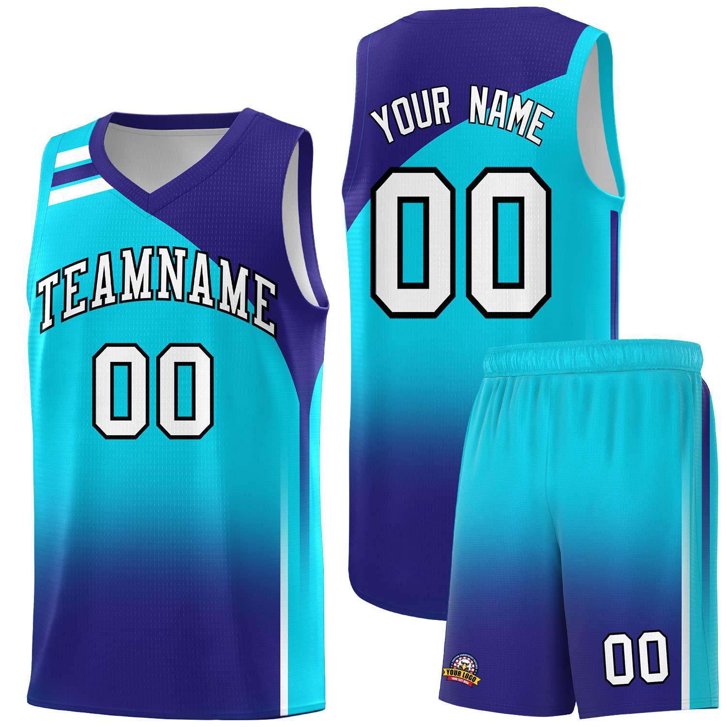 Custom Sky Blue Royal Gradient Fashion Sets Sports Uniform Basketball Jersey