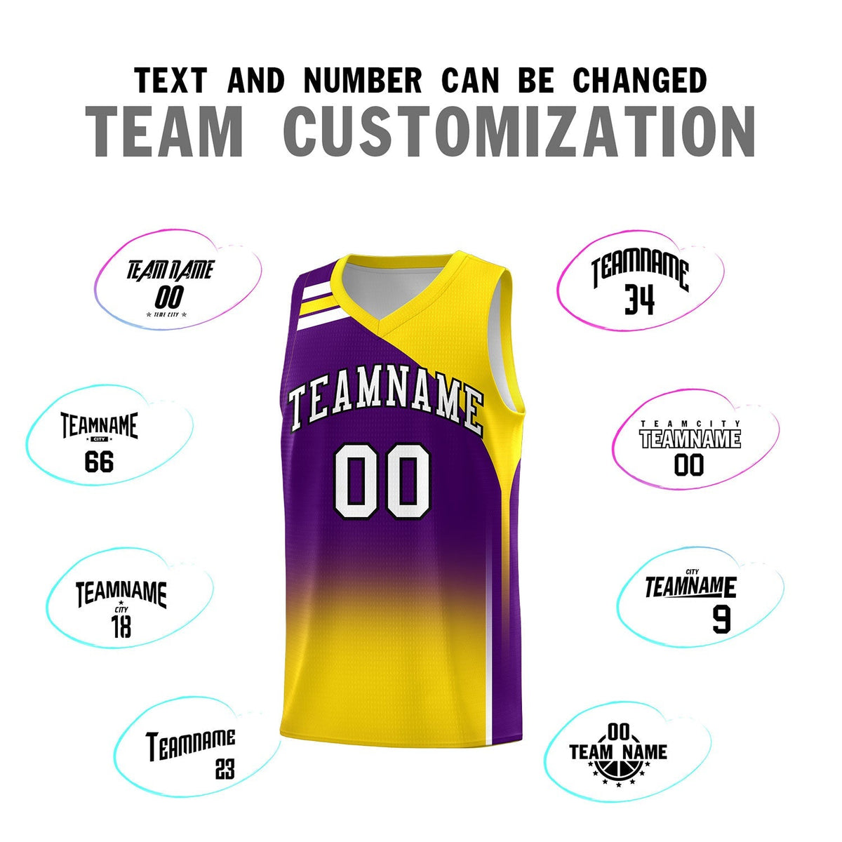 Custom Purple Gold Gradient Fashion Sets Sports Uniform Basketball Jersey