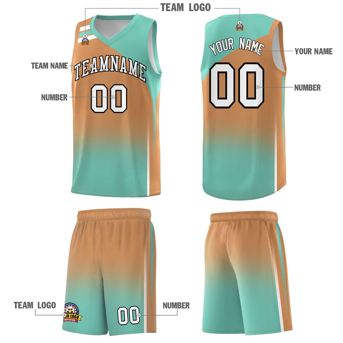 Custom Buckskin Brown Bright Green Gradient Fashion Sets Sports Uniform Basketball Jersey