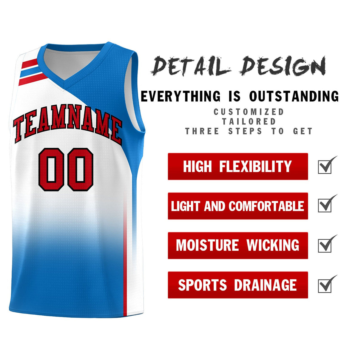 Custom White Royal Gradient Fashion Sets Sports Uniform Basketball Jersey