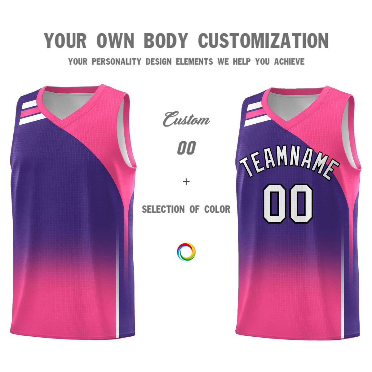 Custom Purple Pink Gradient Fashion Sets Sports Uniform Basketball Jersey