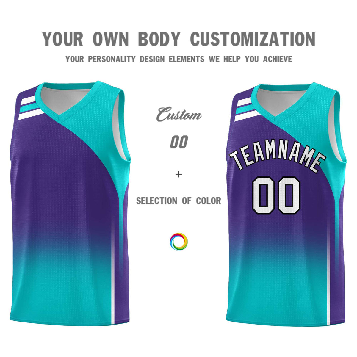 Custom Purple Aqua Gradient Fashion Sets Sports Uniform Basketball Jersey