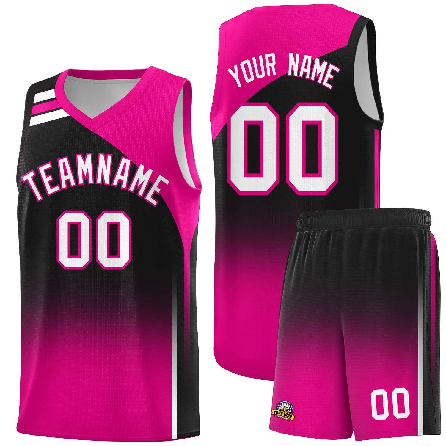 Custom Black Pink Gradient Fashion Sets Sports Uniform Basketball Jersey