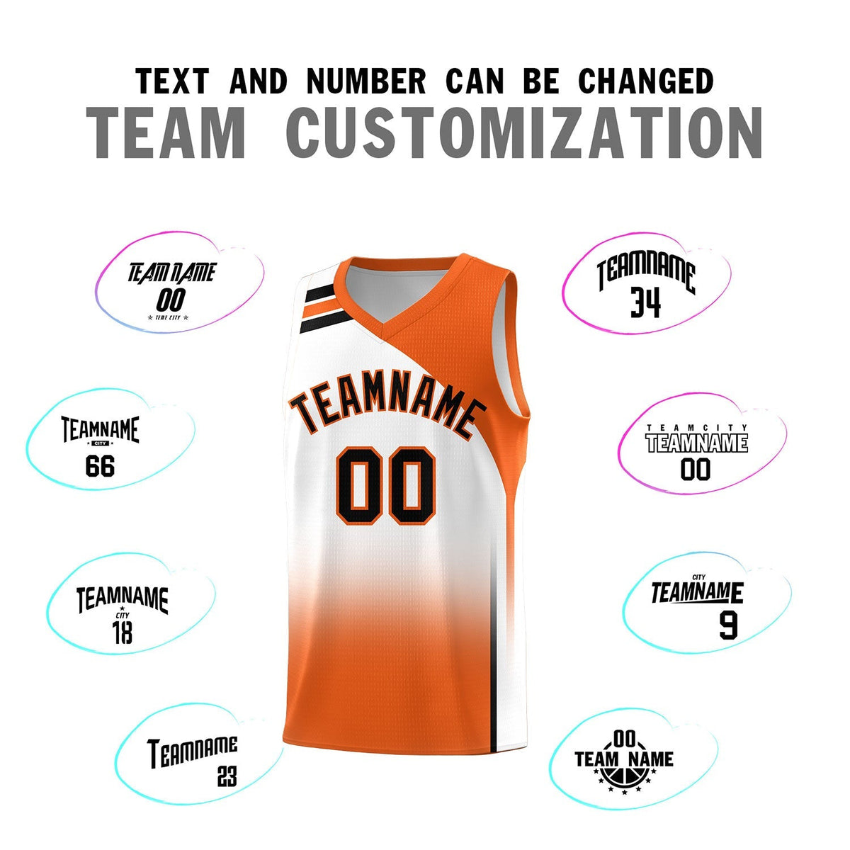 Custom White Orange Gradient Fashion Sets Sports Uniform Basketball Jersey