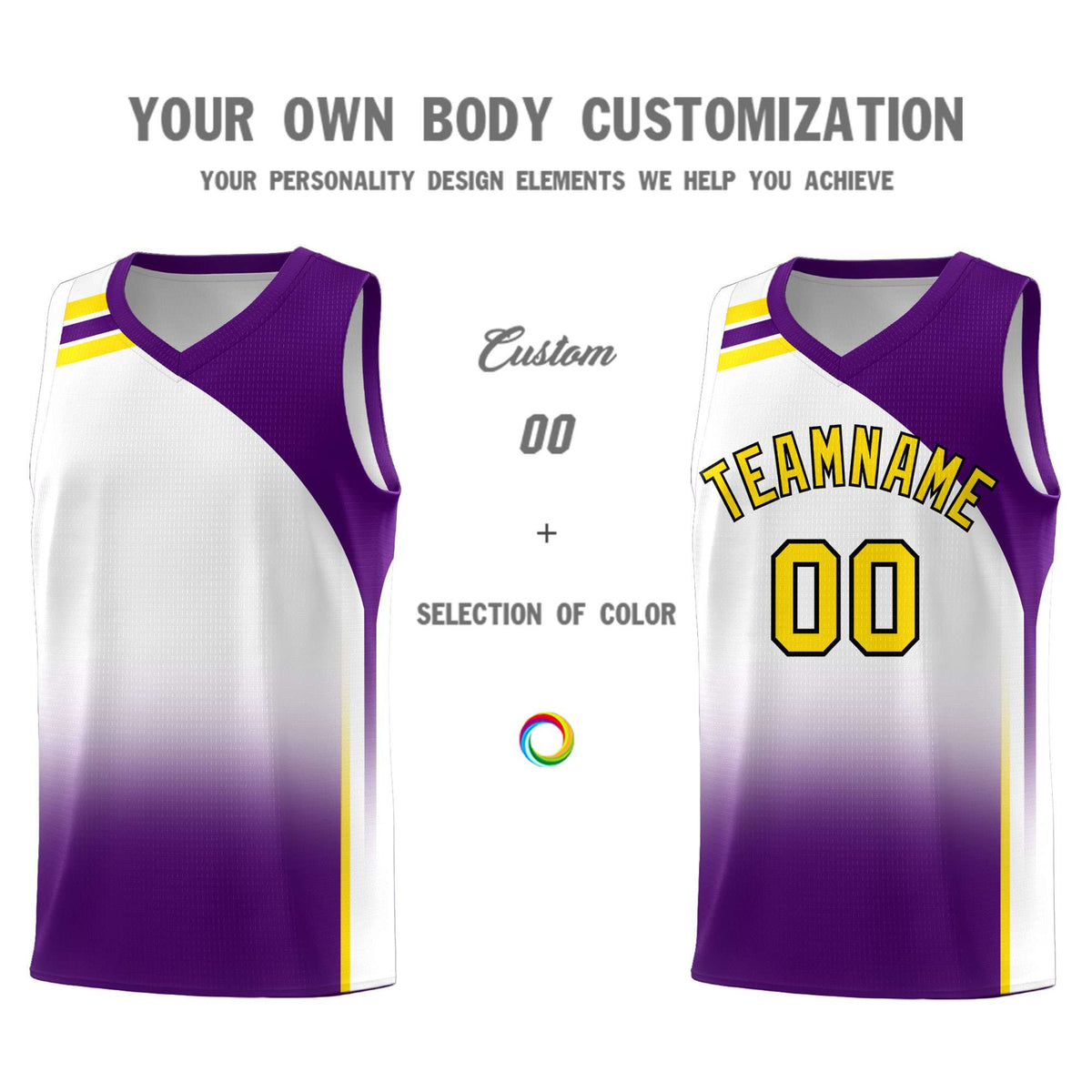 Custom White Purple Gradient Fashion Sets Sports Uniform Basketball Jersey