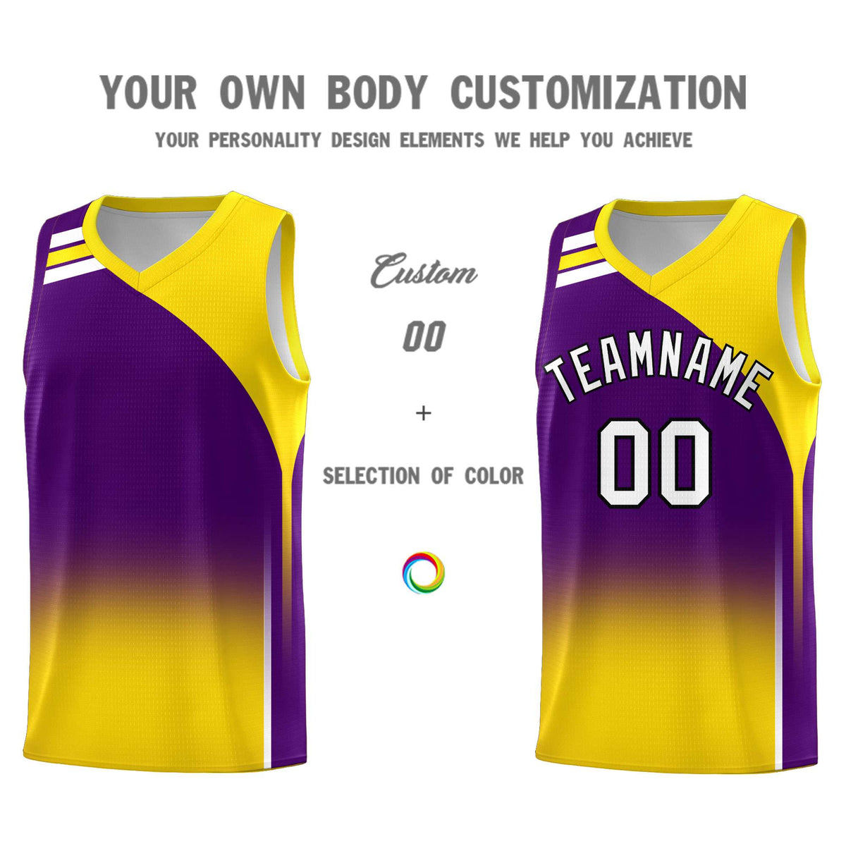 Custom Purple Gold Gradient Fashion Sets Sports Uniform Basketball Jersey