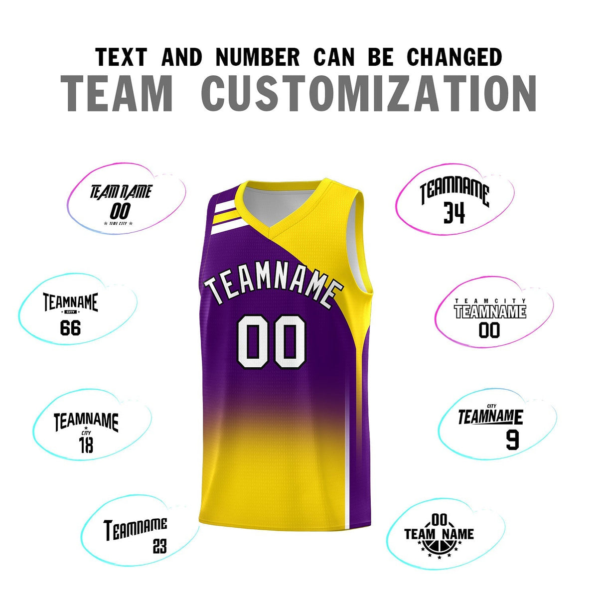 Custom Purple Gold Gradient Fashion Sets Sports Uniform Basketball Jersey