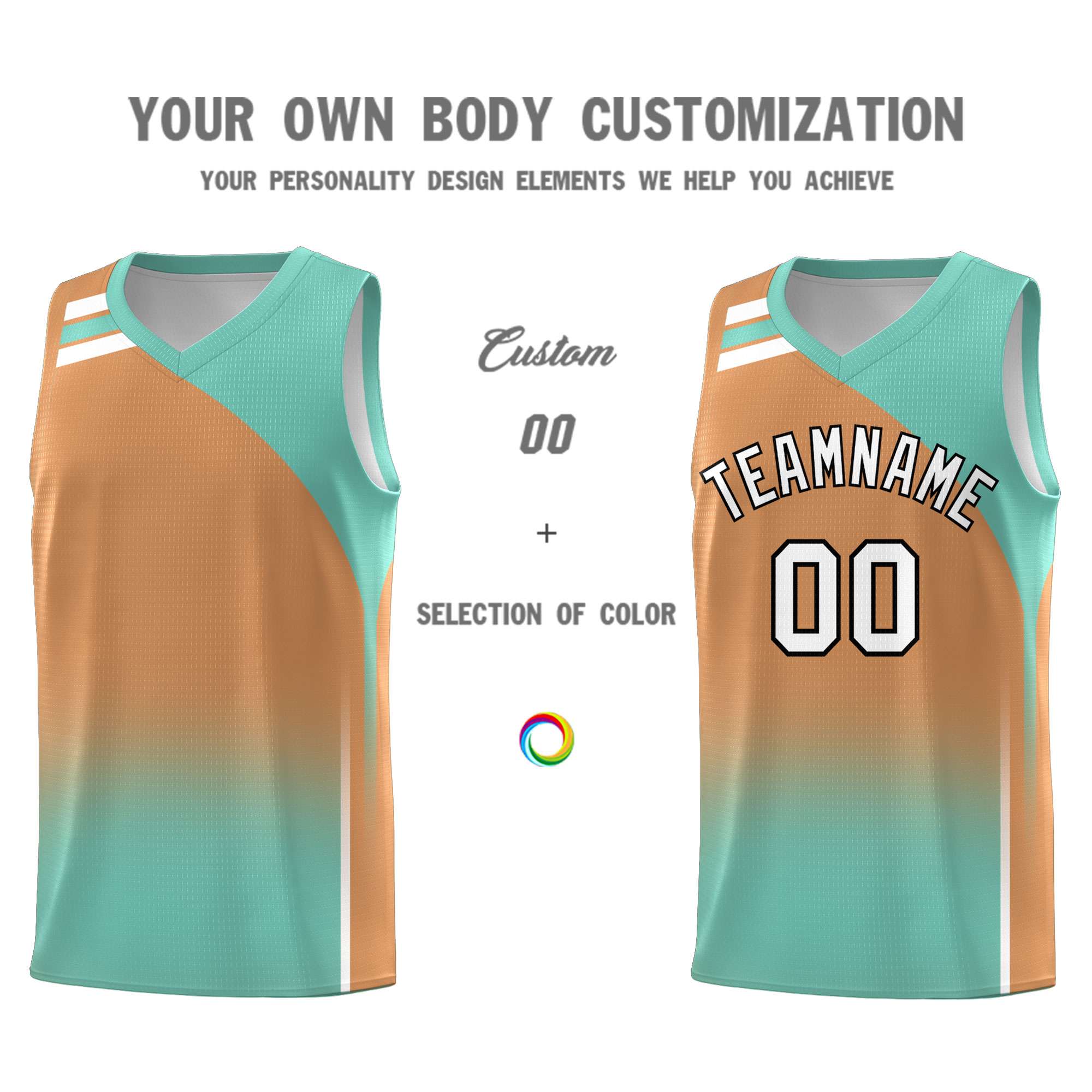 Custom Buckskin Brown Bright Green Gradient Fashion Sets Sports Uniform Basketball Jersey