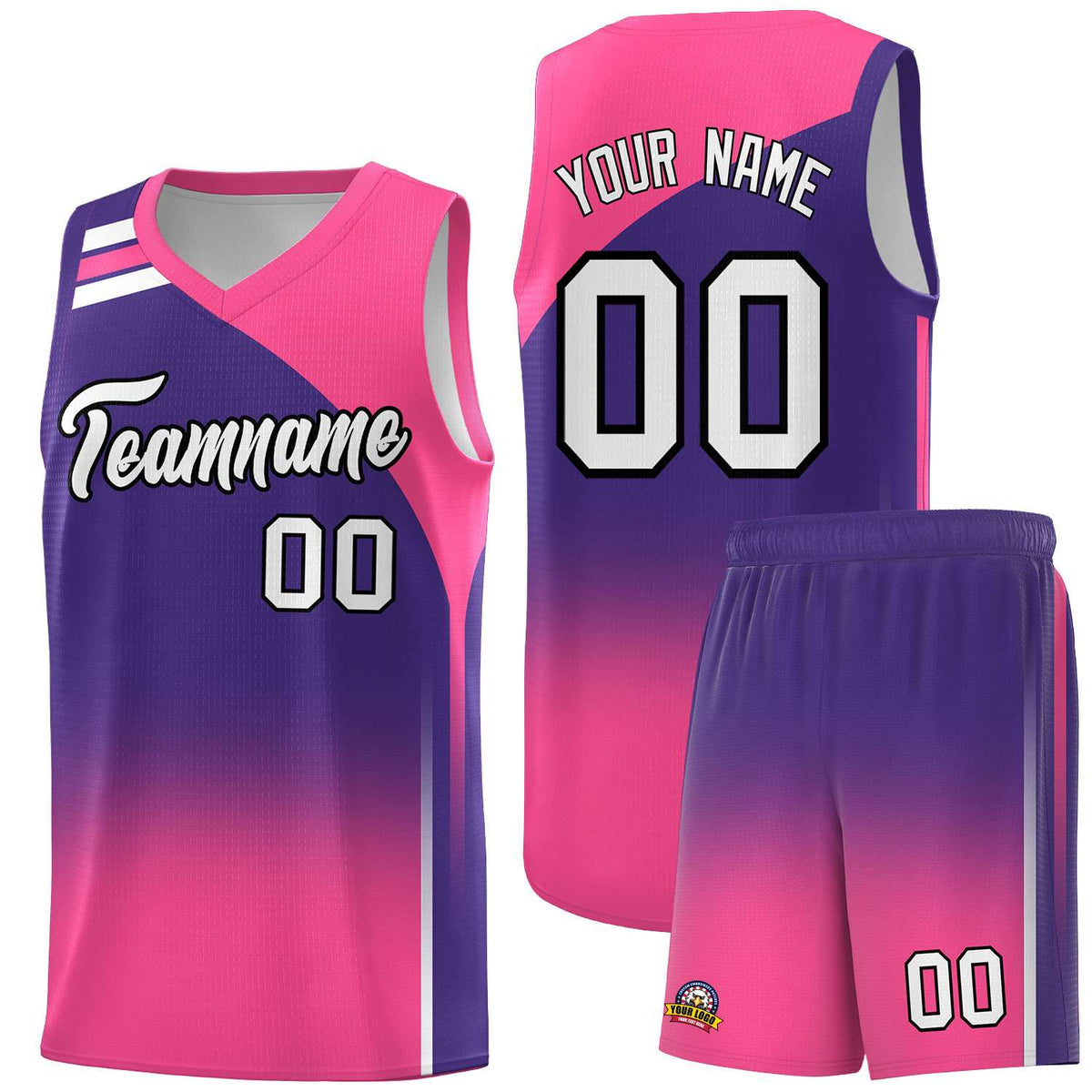 Custom Purple Pink Gradient Fashion Sets Sports Uniform Basketball Jersey