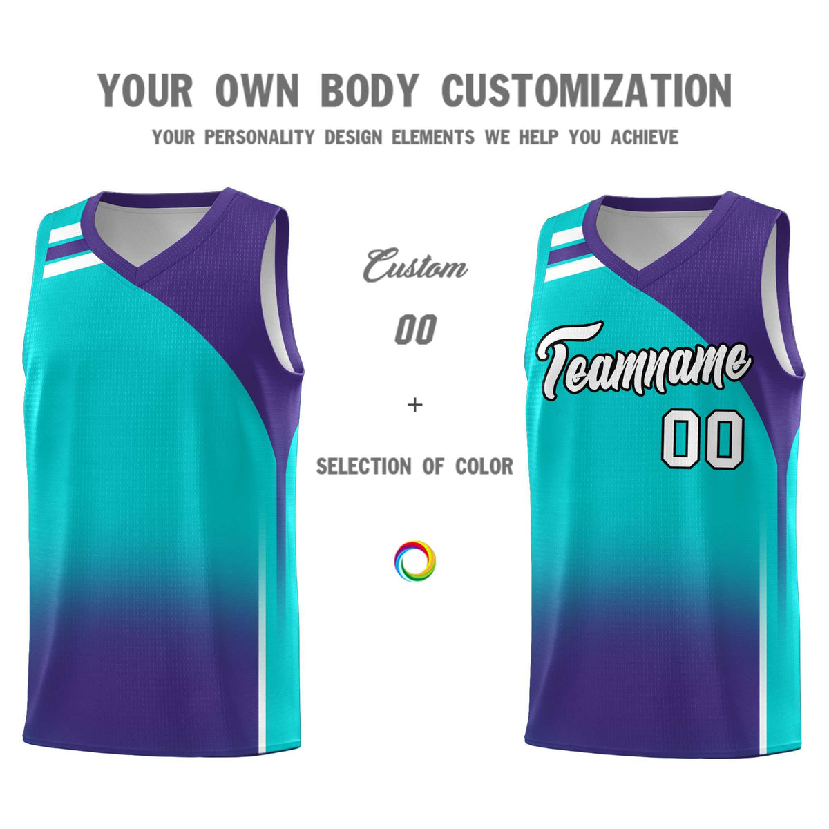 Custom Aqua Purple Gradient Fashion Sets Sports Uniform Basketball Jersey