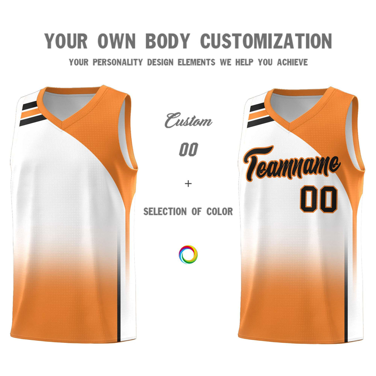 Custom White Gold Orange Gradient Fashion Sets Sports Uniform Basketball Jersey