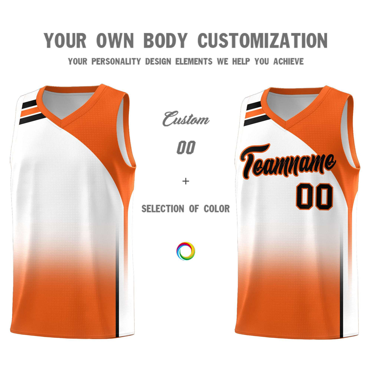 Custom White Orange Gradient Fashion Sets Sports Uniform Basketball Jersey