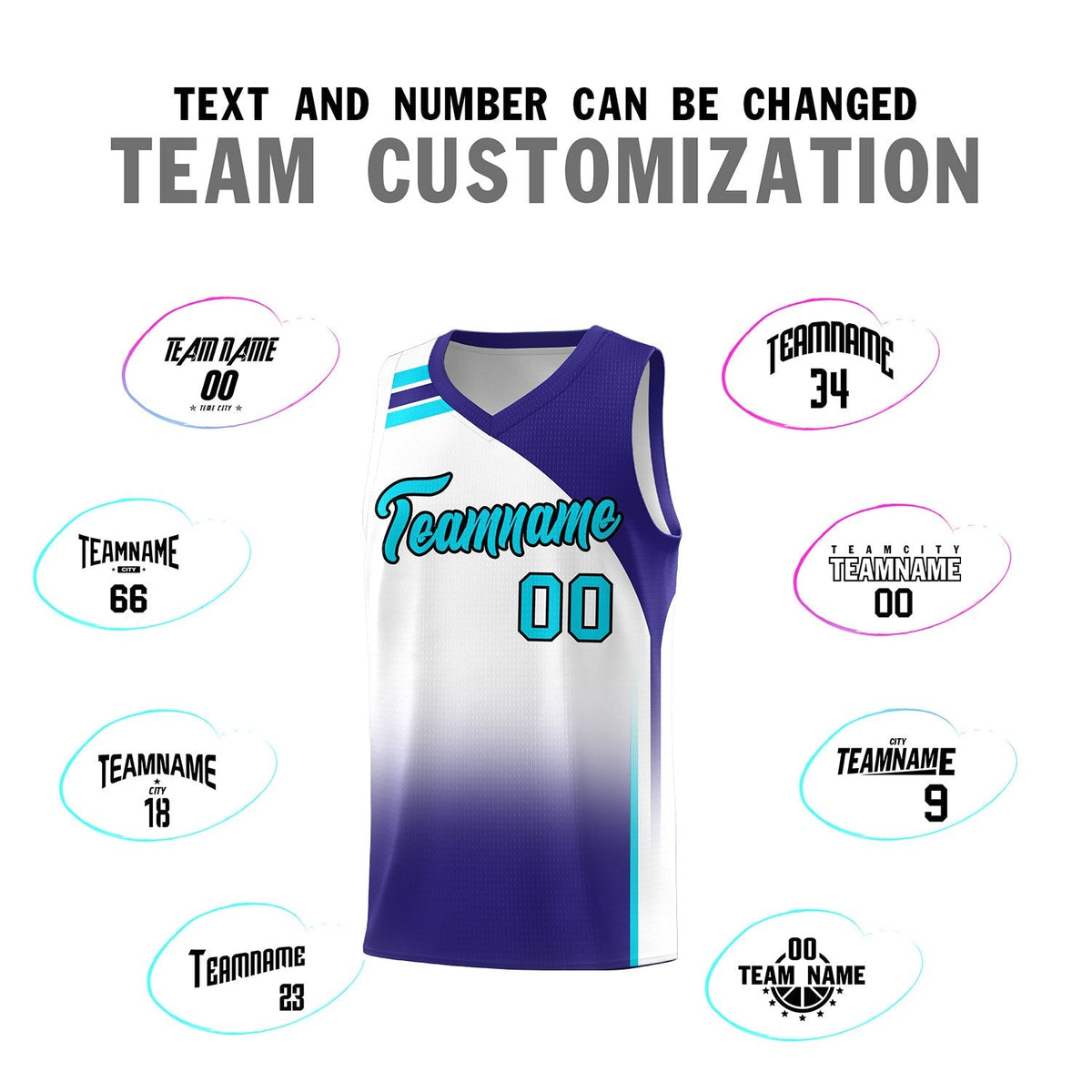 Custom White Royal Gradient Fashion Sets Sports Uniform Basketball Jersey