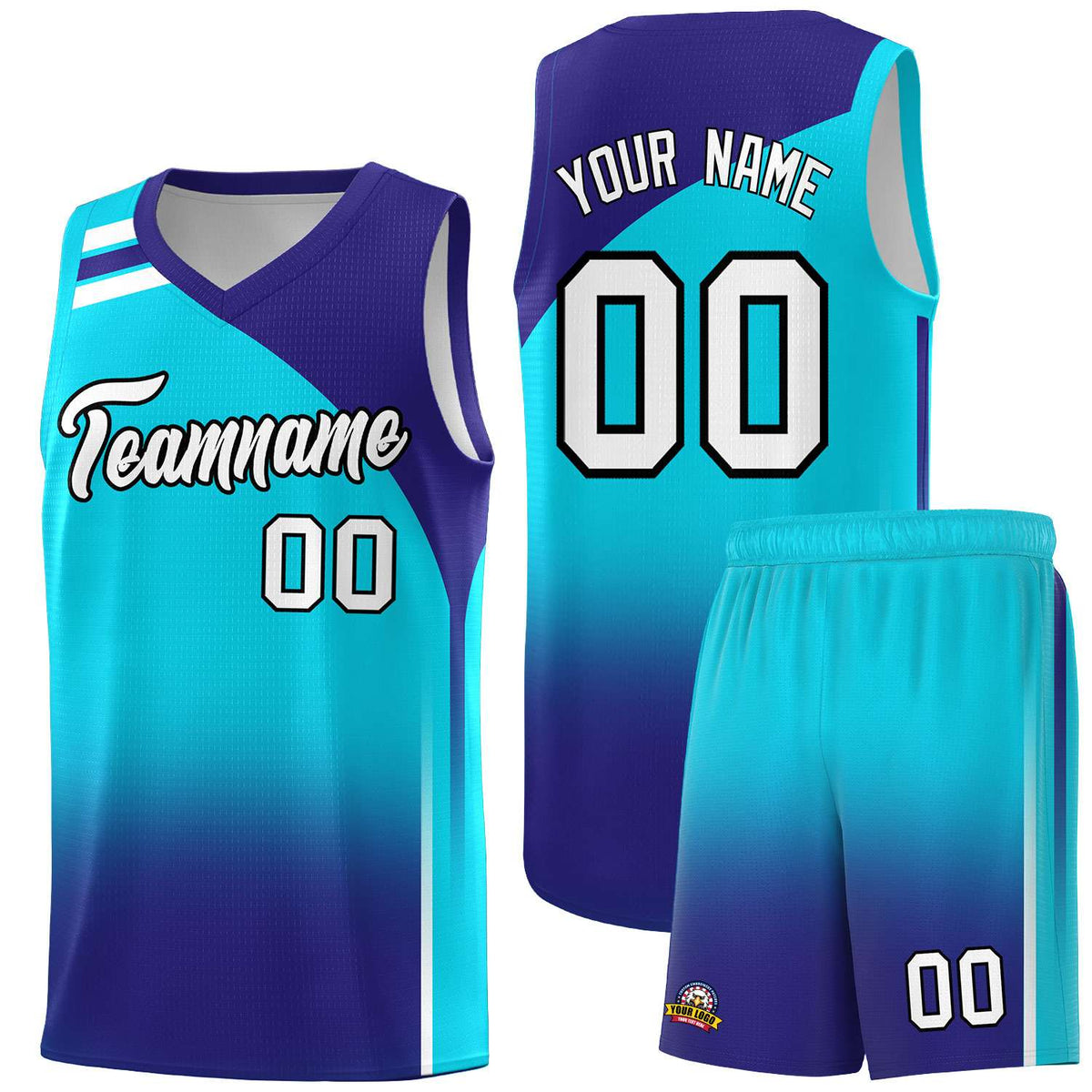 Custom Sky Blue Royal Gradient Fashion Sets Sports Uniform Basketball Jersey