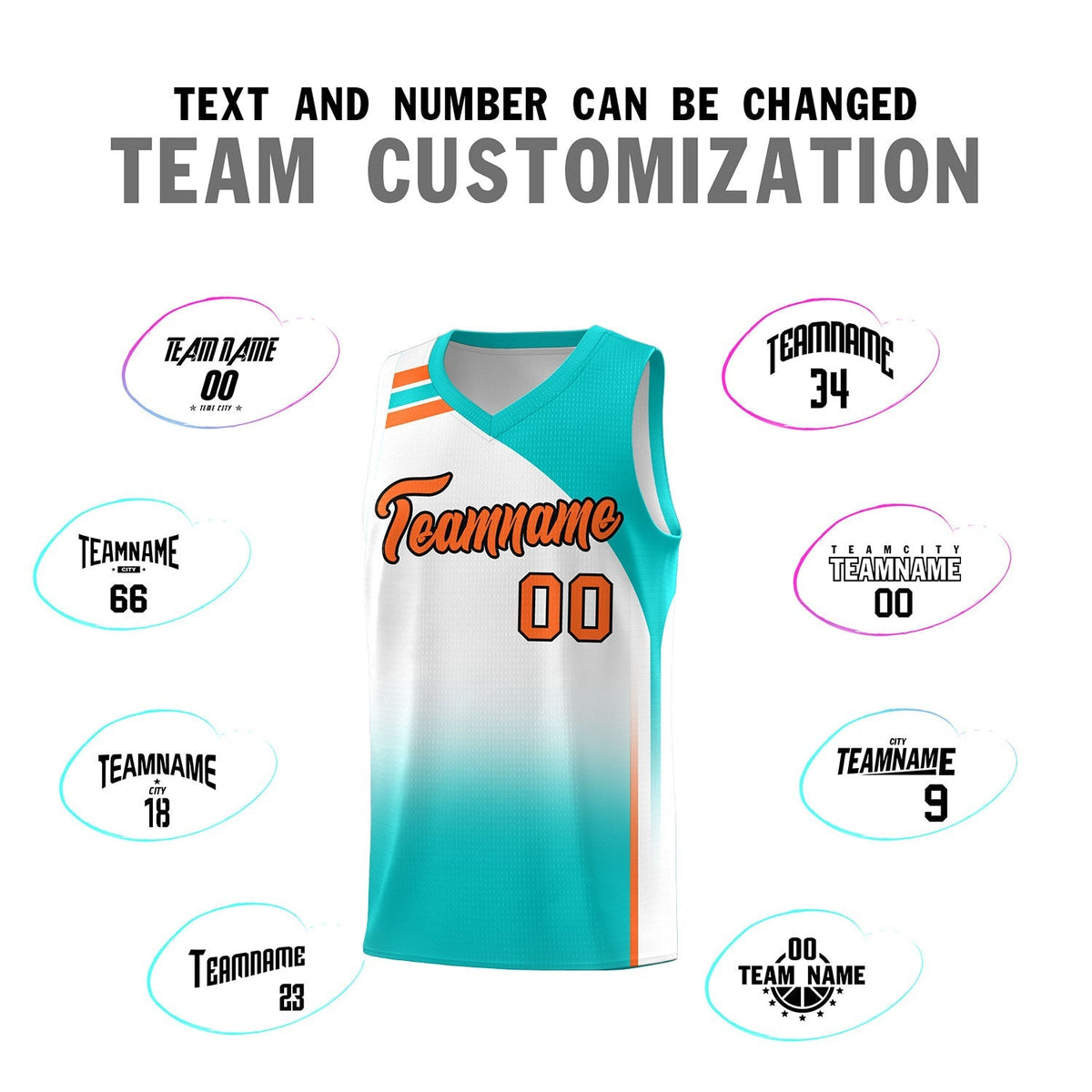 Custom White Aqua Gradient Fashion Sets Sports Uniform Basketball Jersey