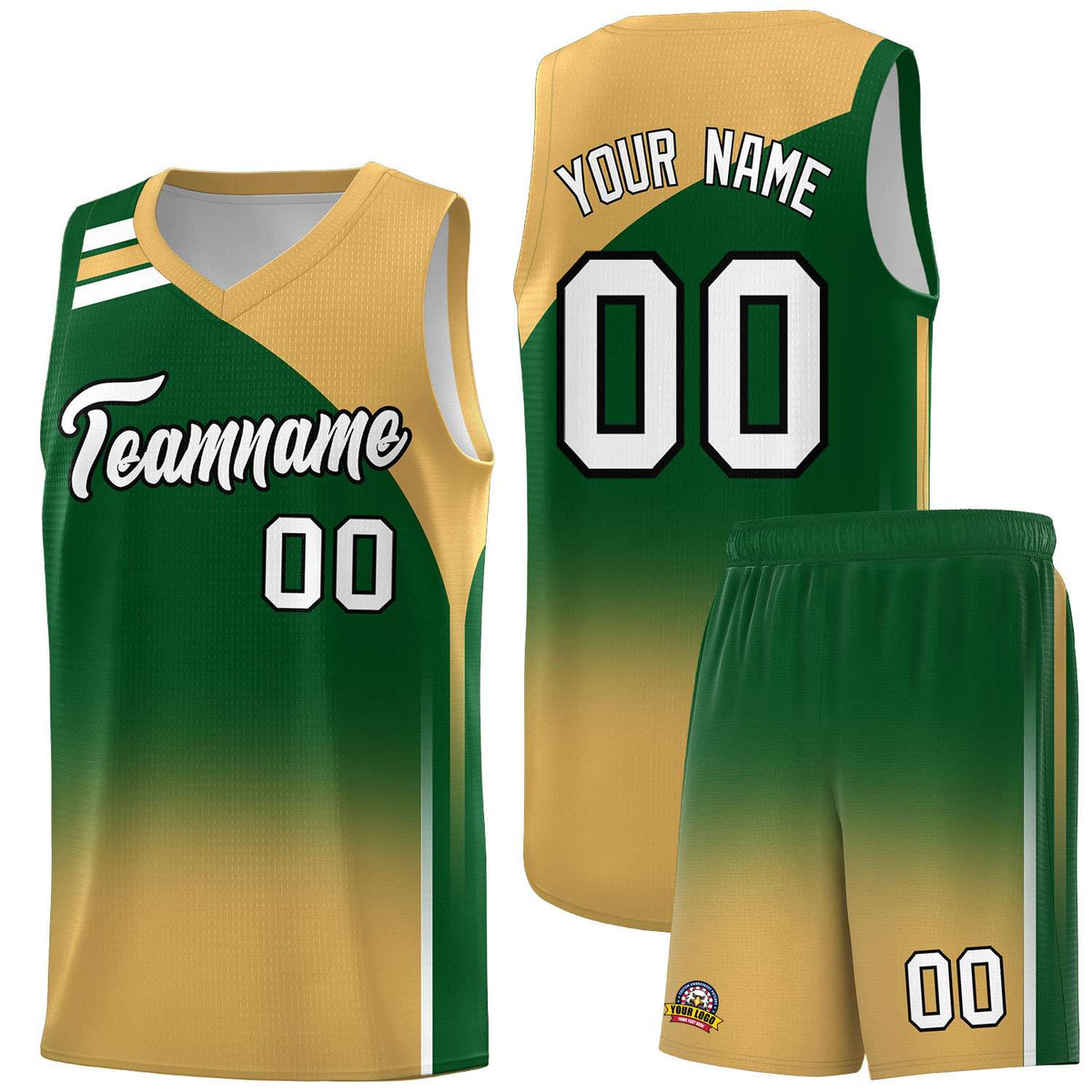 Custom Green Buckskin Brown Gradient Fashion Sets Sports Uniform Basketball Jersey