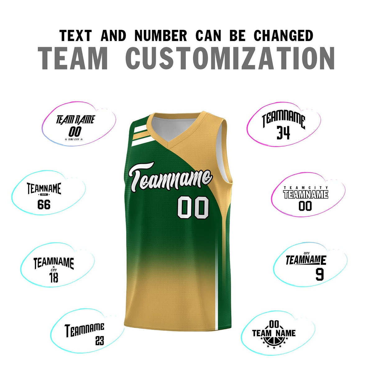 Custom Green Buckskin Brown Gradient Fashion Sets Sports Uniform Basketball Jersey