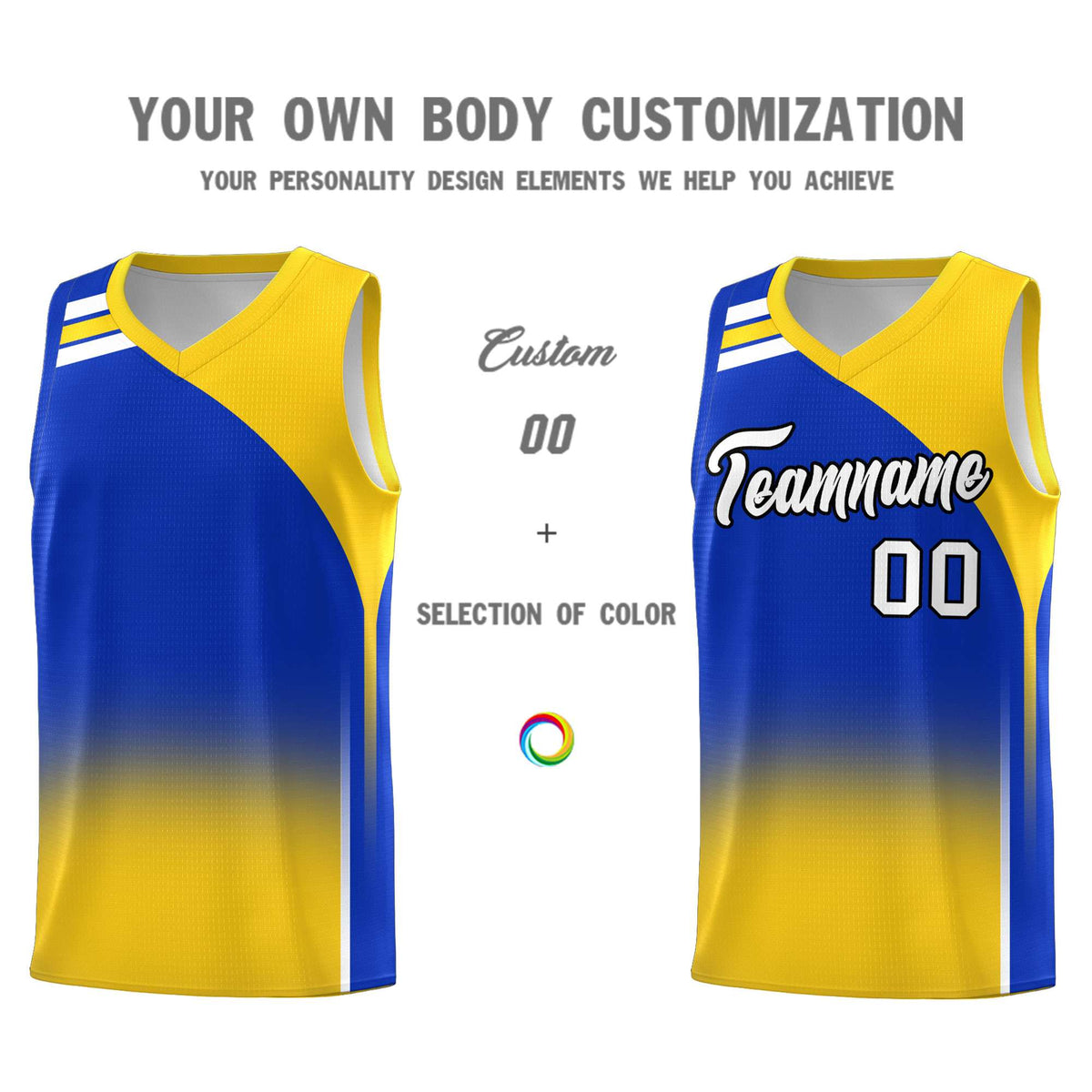 Custom Royal Gold Gradient Fashion Sets Sports Uniform Basketball Jersey