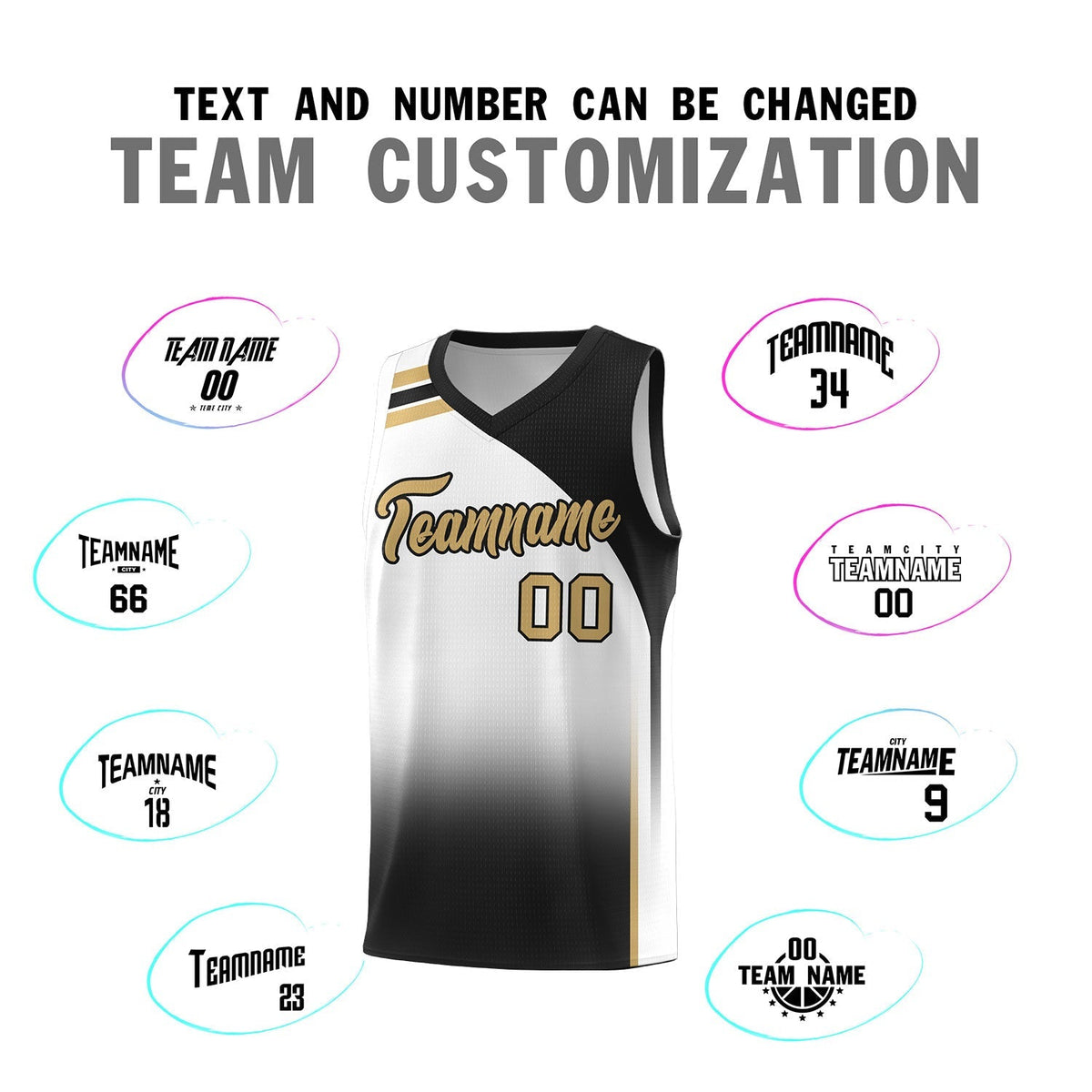 Custom White Black Gradient Fashion Sets Sports Uniform Basketball Jersey