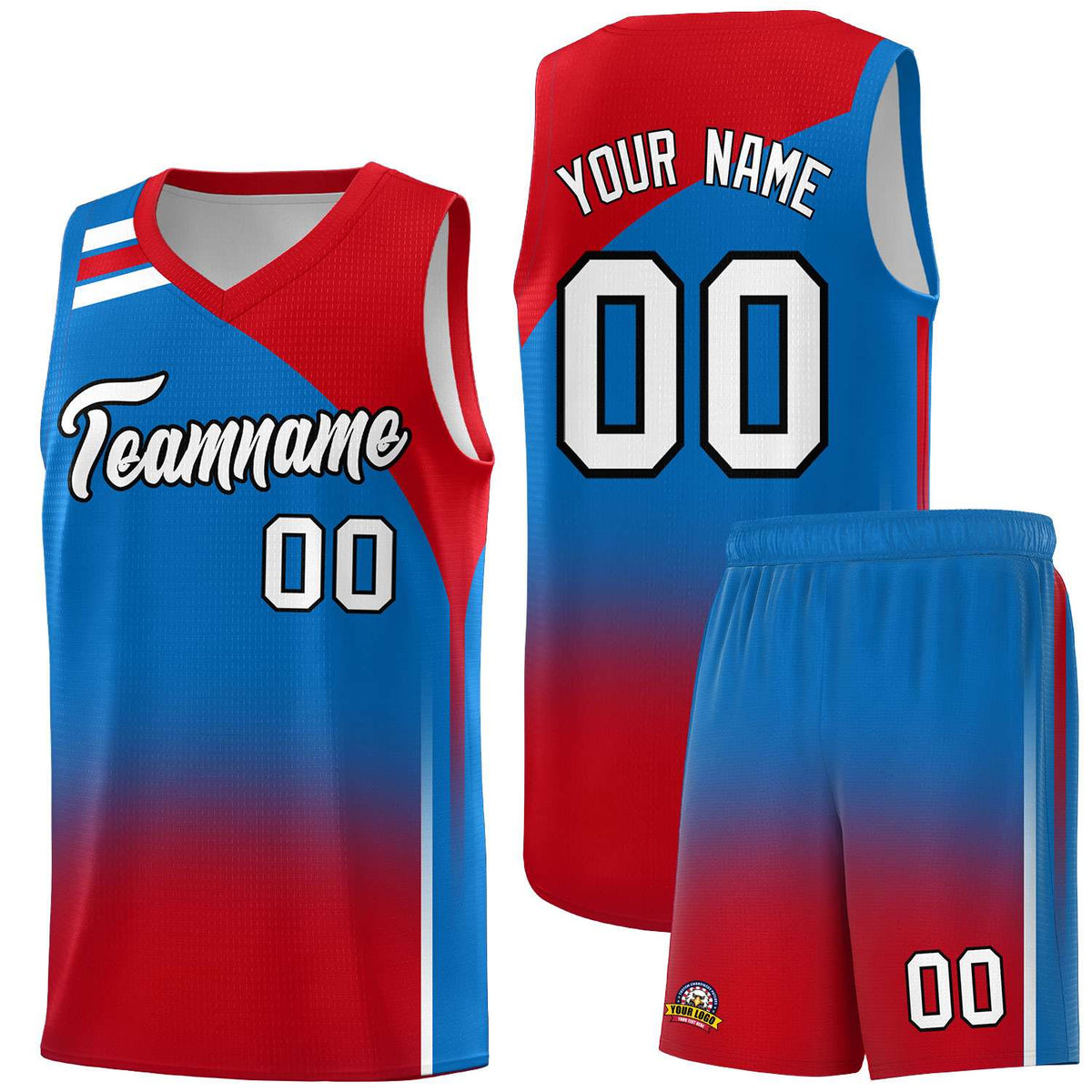 Custom Royal Red Gradient Fashion Sets Sports Uniform Basketball Jersey
