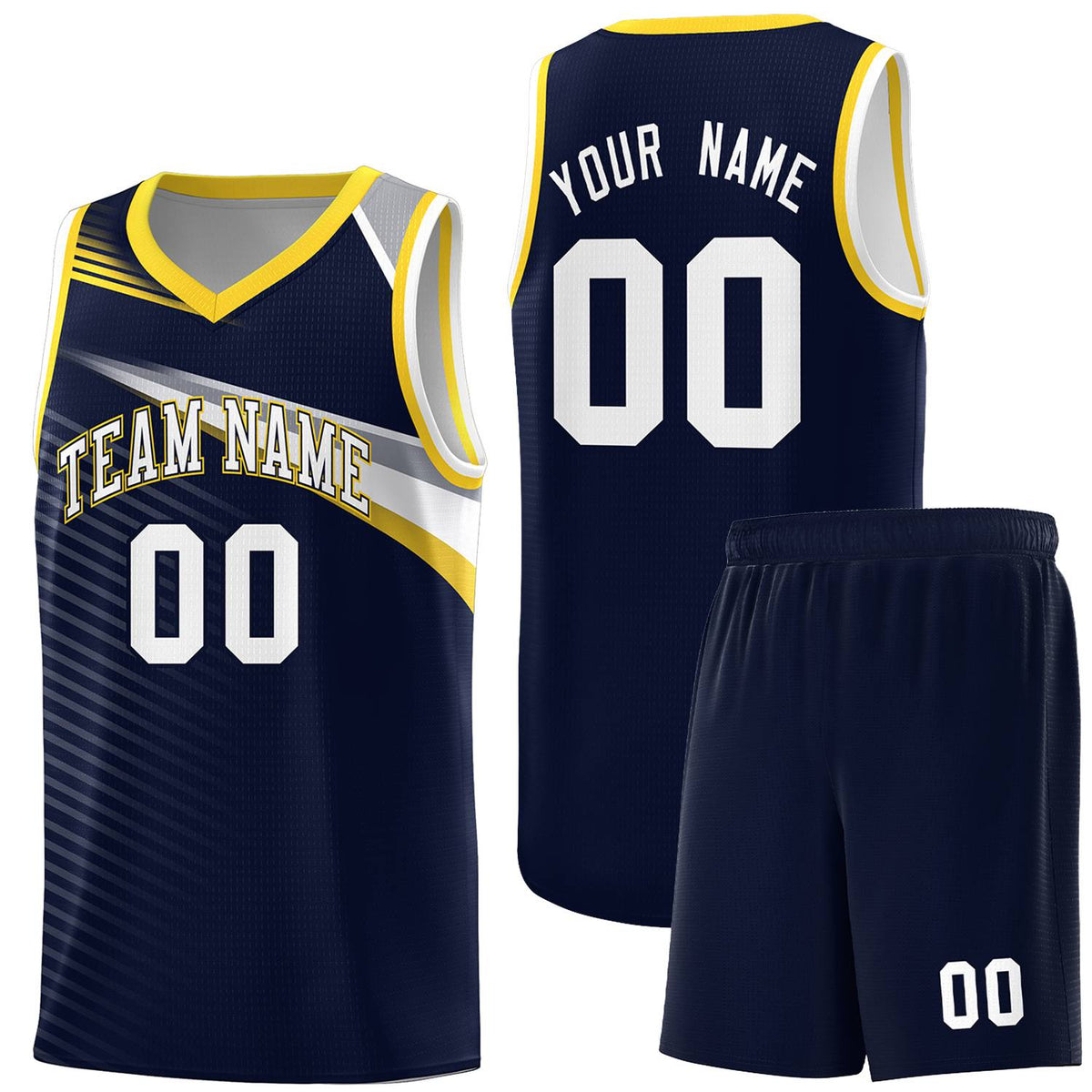 Custom Navy White Chest Color Block Sports Uniform Basketball Jersey