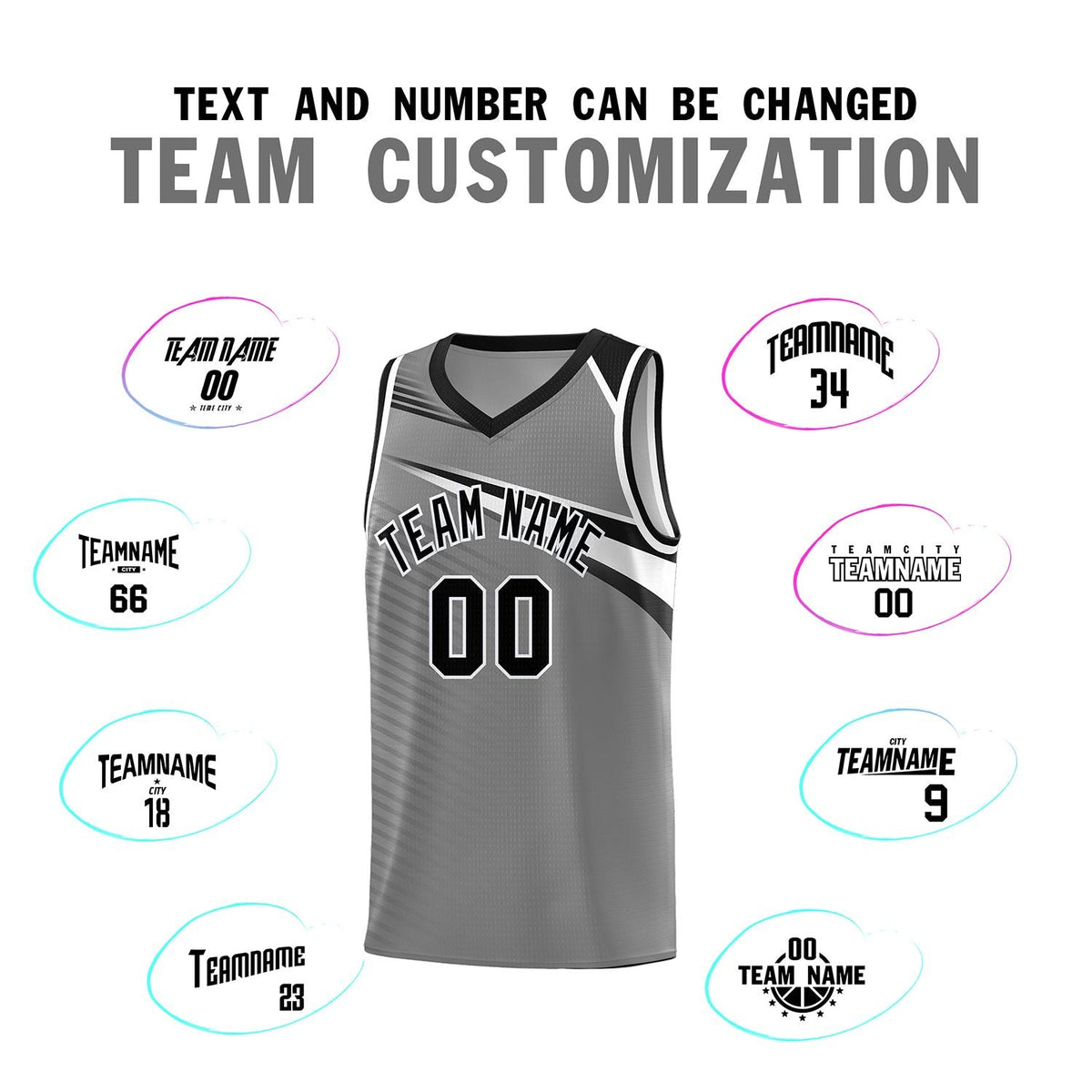 Custom Dark Gray Black-White Chest Color Block Sports Uniform Basketball Jersey