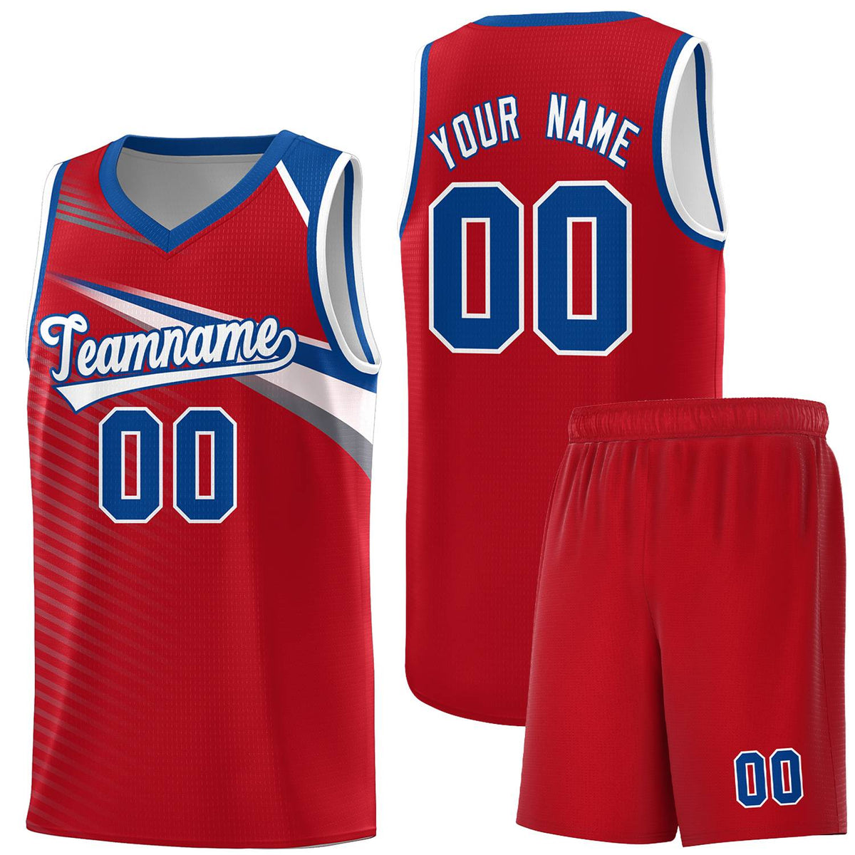 Custom Red White Chest Color Block Sports Uniform Basketball Jersey