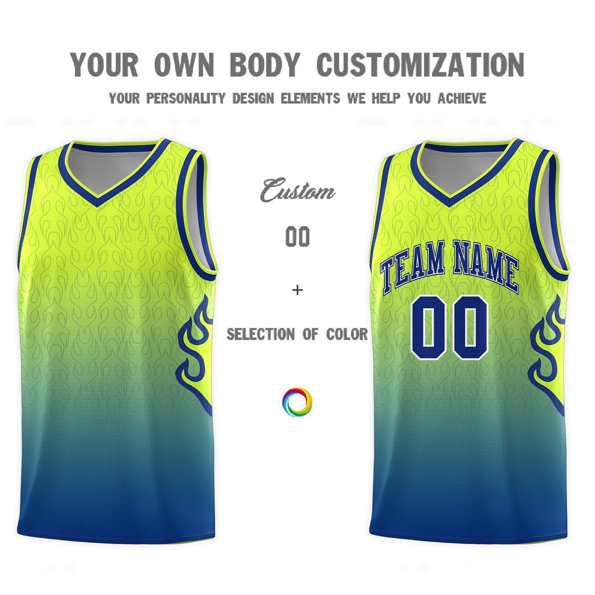 Custom Neon Green Navy-White Side Two-Tone Classic Sports Uniform Basketball Jersey |KXKSHOP