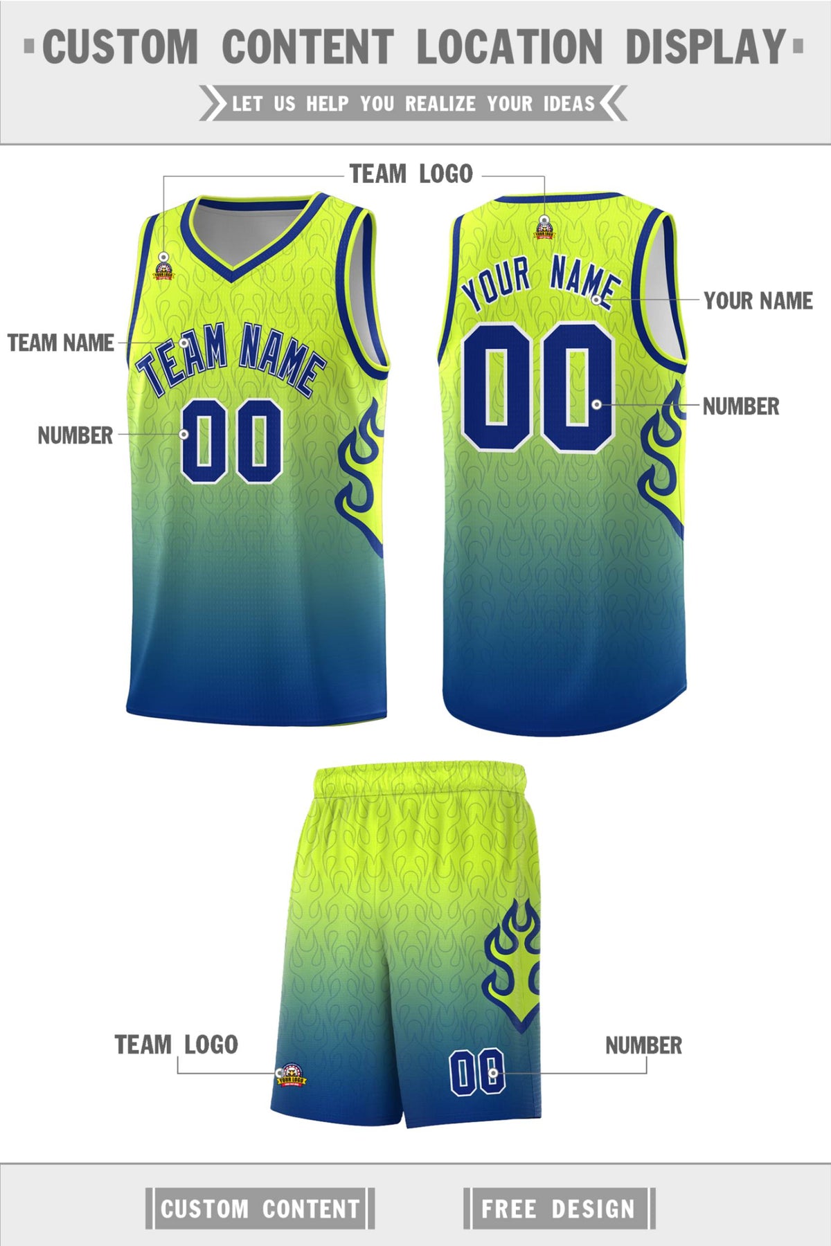 Custom Neon Green Navy-White Side Two-Tone Classic Sports Uniform Basketball Jersey |KXKSHOP
