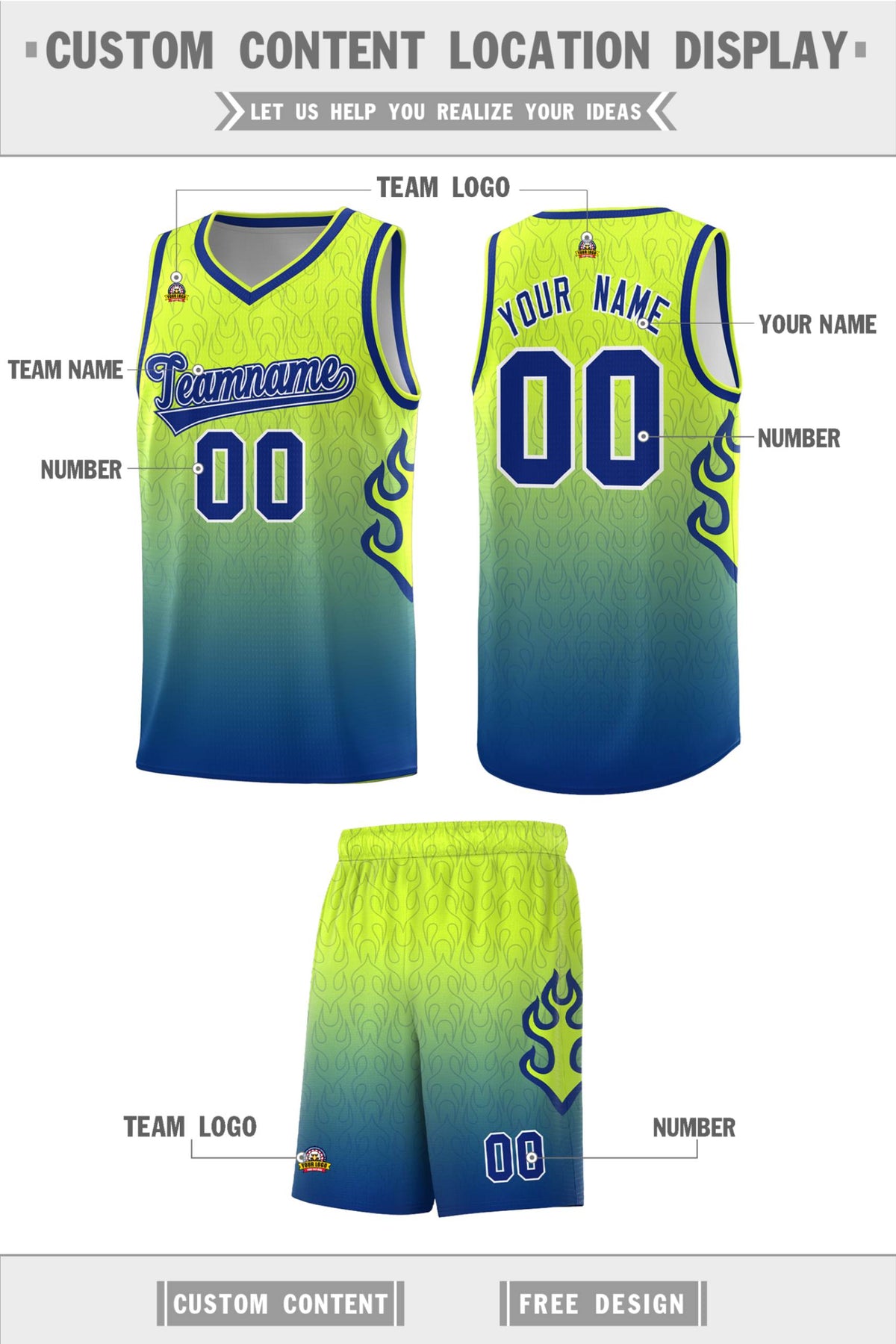 Custom Neon Green Navy-White Side Two-Tone Classic Sports Uniform Basketball Jersey |KXKSHOP