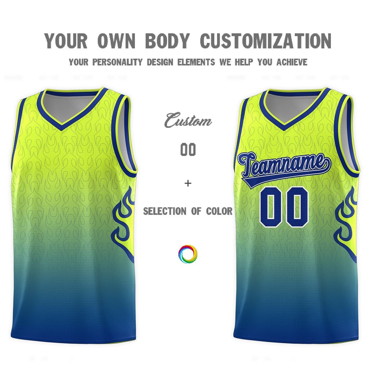 Custom Neon Green Navy-White Side Two-Tone Classic Sports Uniform Basketball Jersey |KXKSHOP