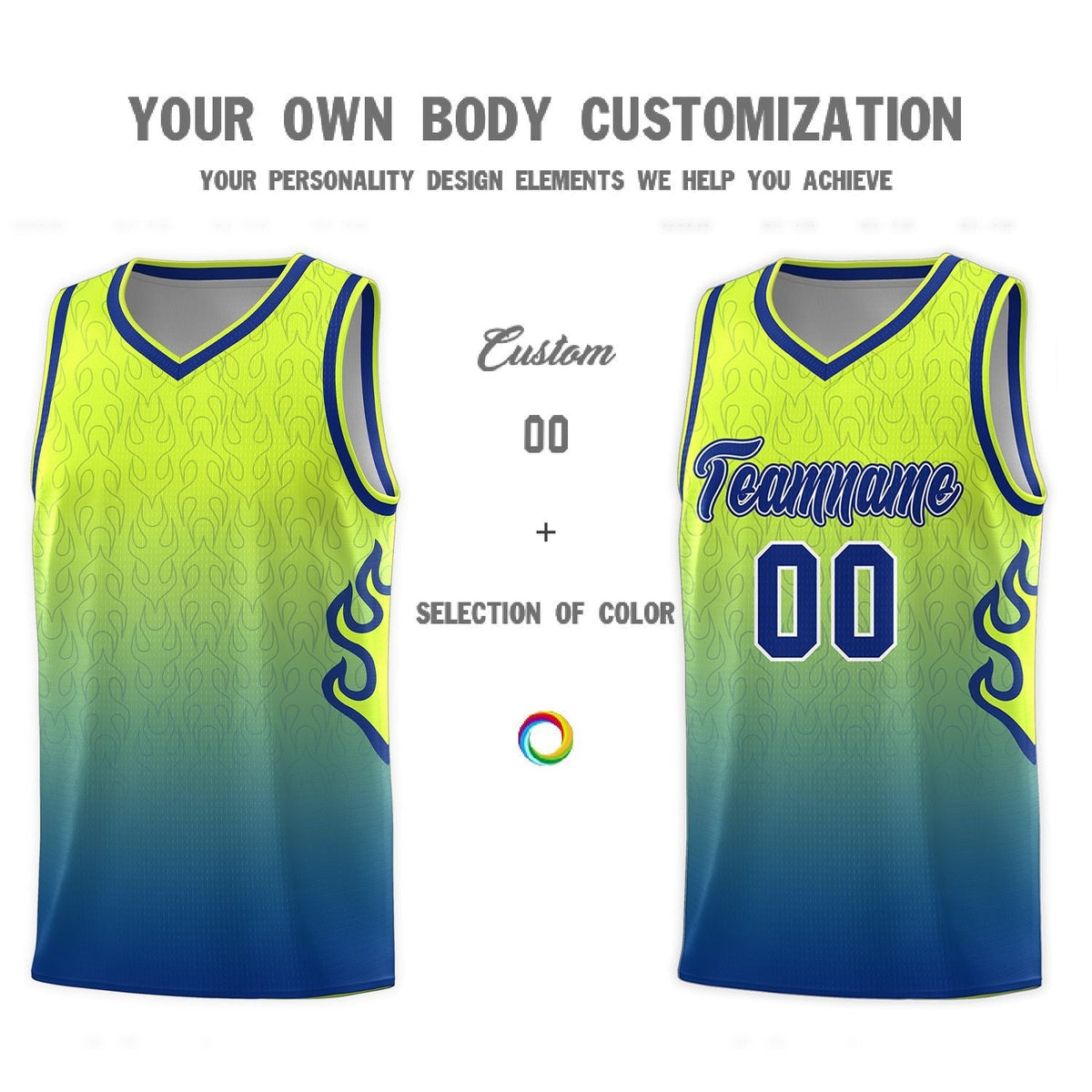 Custom Neon Green Navy-White Side Two-Tone Classic Sports Uniform Basketball Jersey |KXKSHOP
