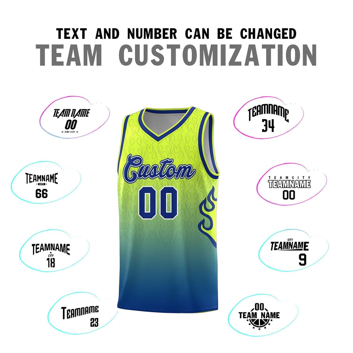 Custom Neon Green Navy-White Side Two-Tone Classic Sports Uniform Basketball Jersey |KXKSHOP