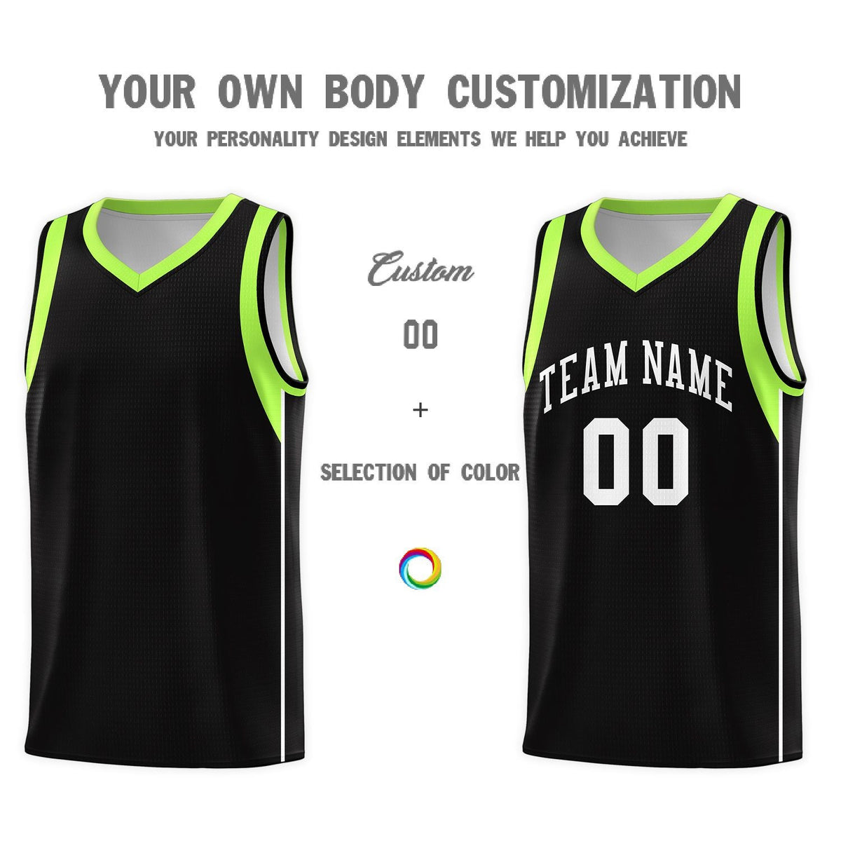 Custom Neon Green Navy-White Side Two-Tone Classic Sports Uniform Basketball Jersey |KXKSHOP