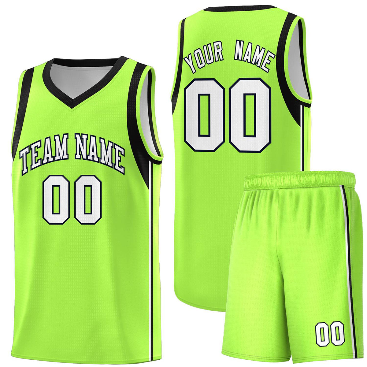 Custom Neon Green Navy-White Side Two-Tone Classic Sports Uniform Basketball Jersey |KXKSHOP