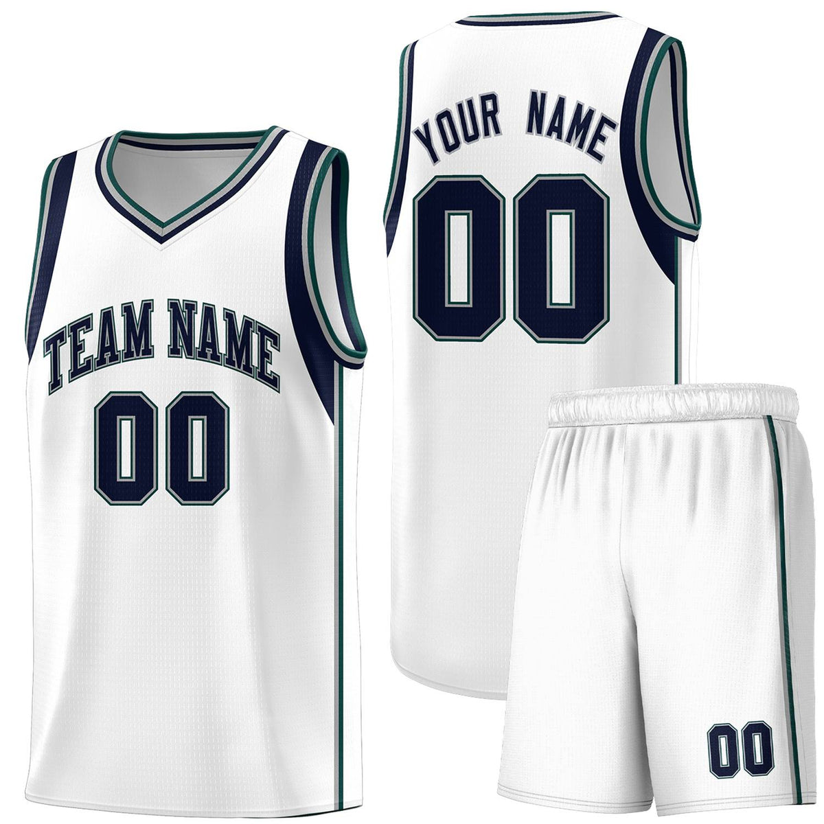Custom Neon Green Navy-White Side Two-Tone Classic Sports Uniform Basketball Jersey |KXKSHOP
