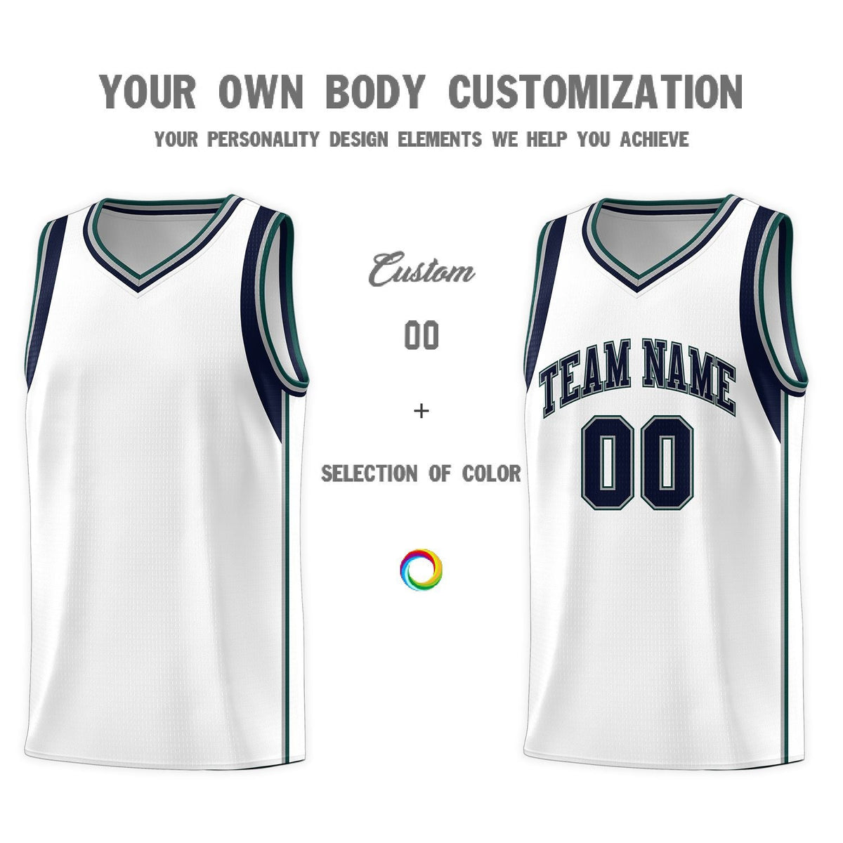 Custom Neon Green Navy-White Side Two-Tone Classic Sports Uniform Basketball Jersey |KXKSHOP