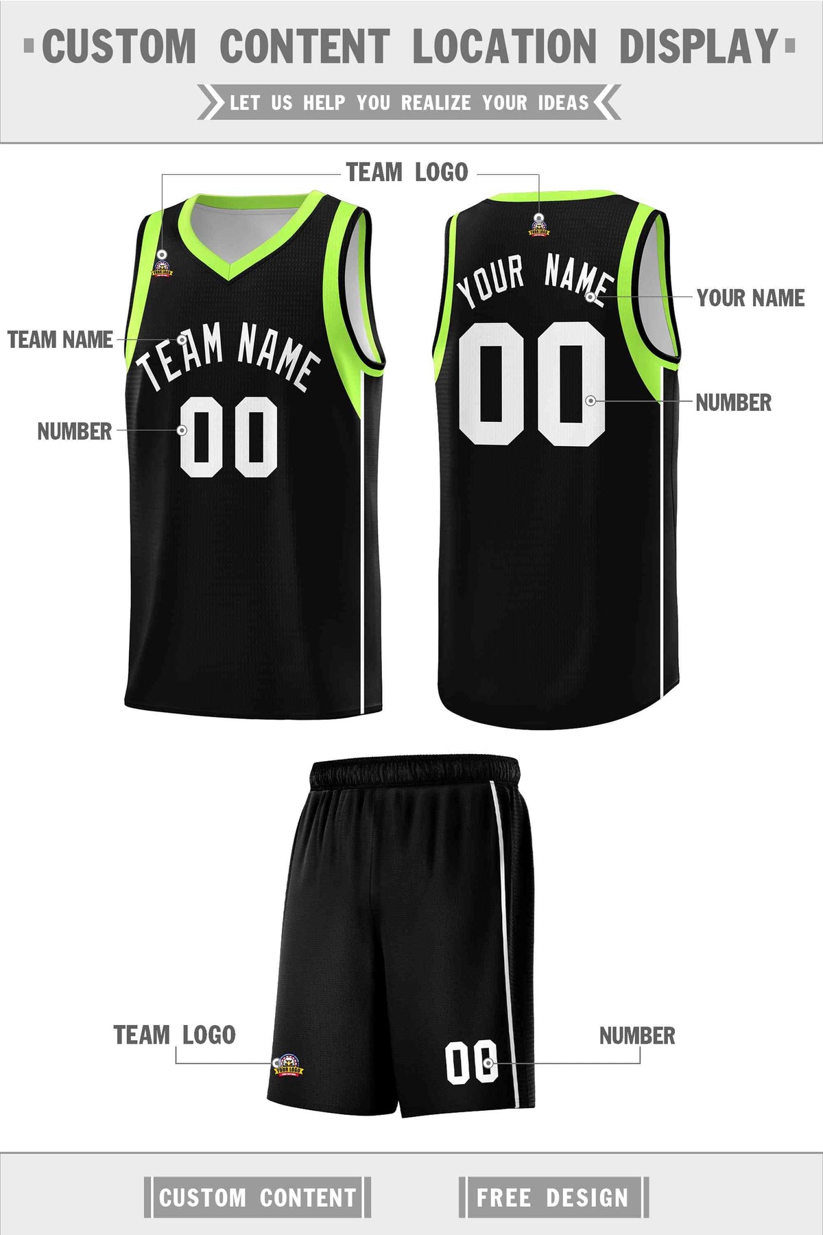 Custom Neon Green Navy-White Side Two-Tone Classic Sports Uniform Basketball Jersey |KXKSHOP
