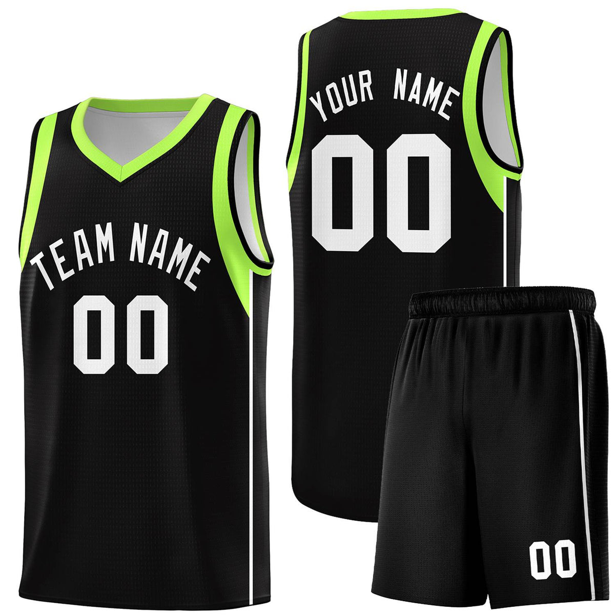 Custom Neon Green Navy-White Side Two-Tone Classic Sports Uniform Basketball Jersey |KXKSHOP