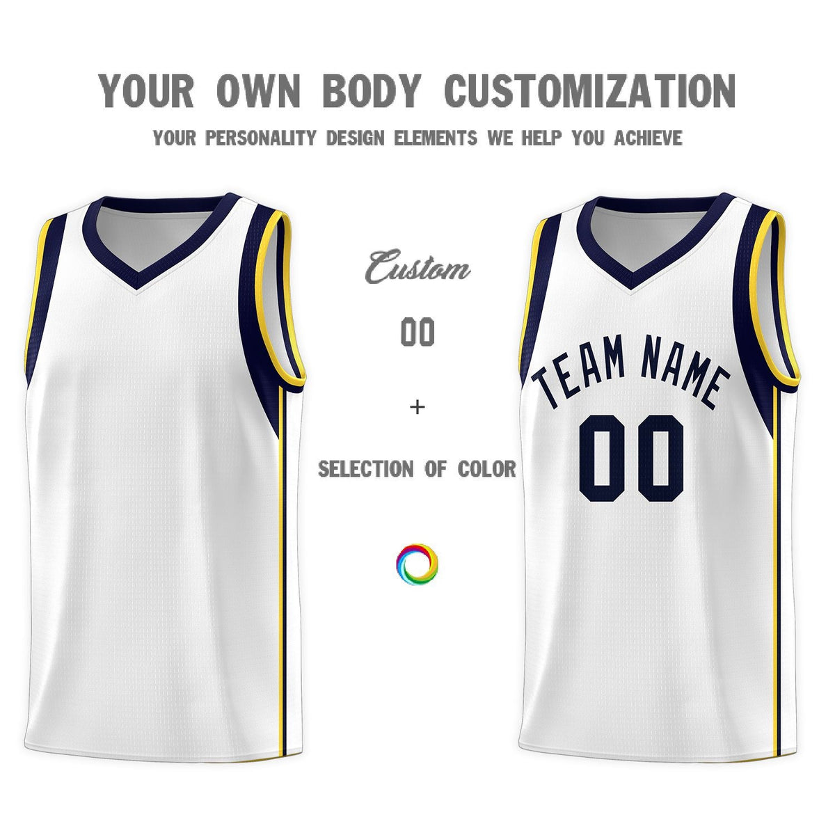 Custom Neon Green Navy-White Side Two-Tone Classic Sports Uniform Basketball Jersey |KXKSHOP