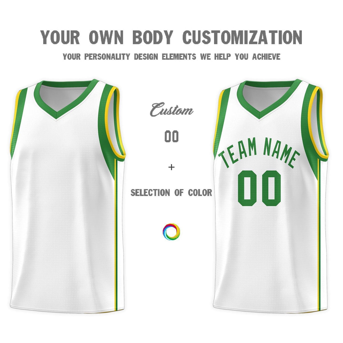Custom Neon Green Navy-White Side Two-Tone Classic Sports Uniform Basketball Jersey |KXKSHOP