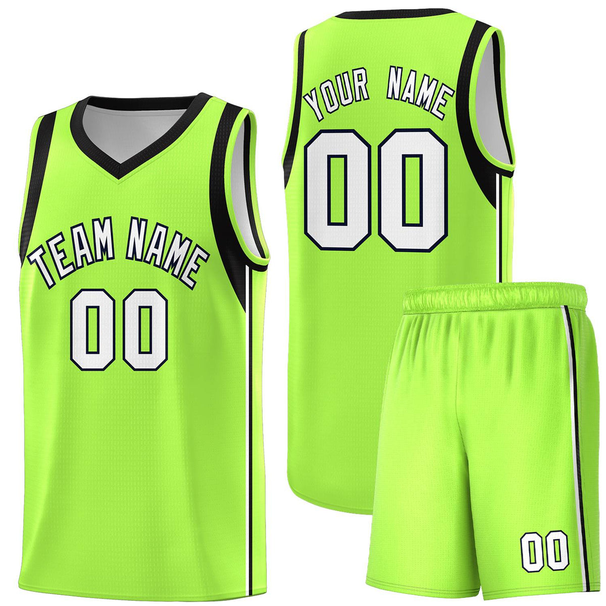 Custom Neon Green Navy-White Side Two-Tone Classic Sports Uniform Basketball Jersey |KXKSHOP