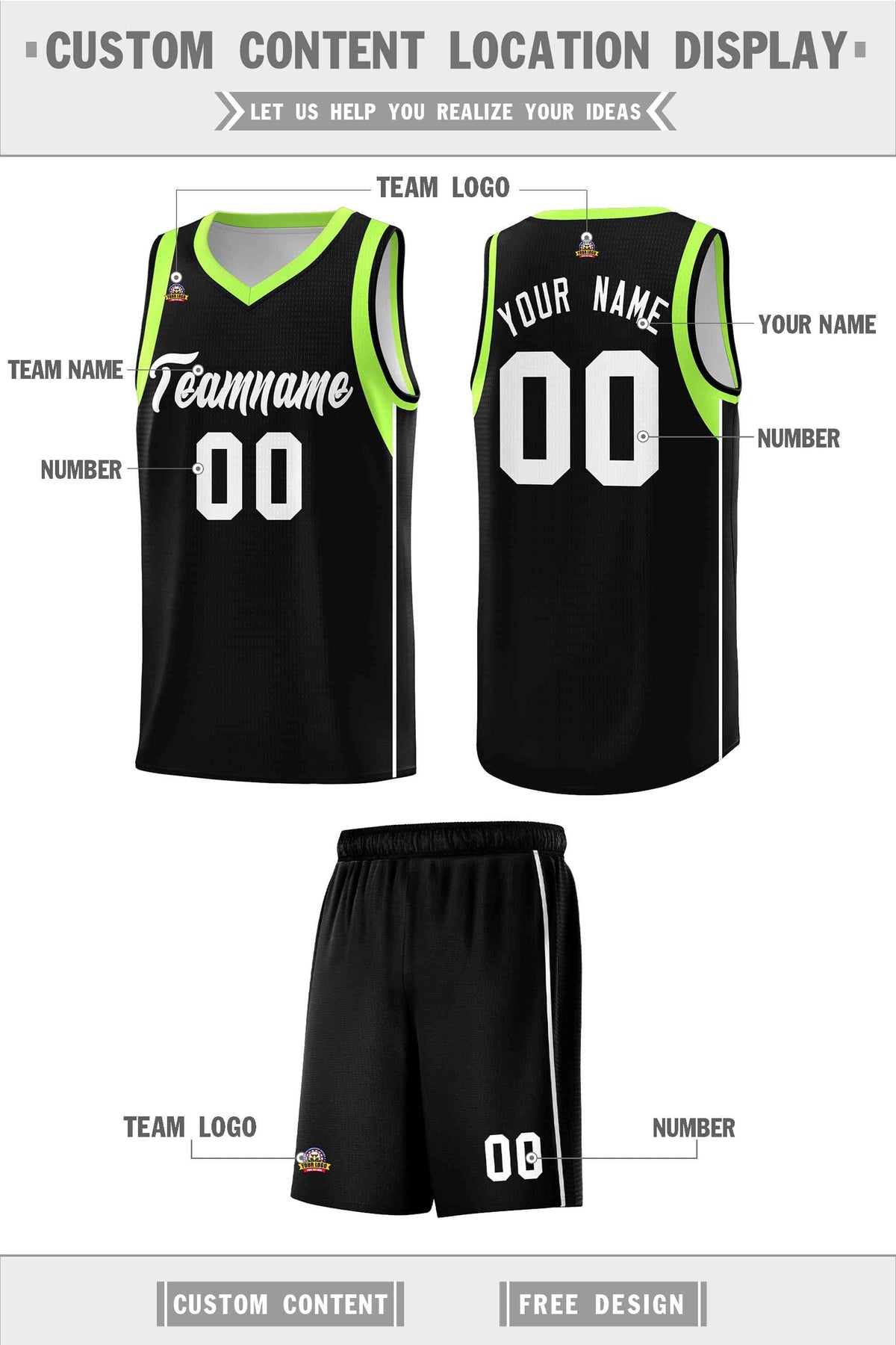Custom Neon Green Navy-White Side Two-Tone Classic Sports Uniform Basketball Jersey |KXKSHOP