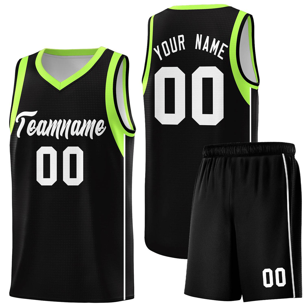 Custom Neon Green Navy-White Side Two-Tone Classic Sports Uniform Basketball Jersey |KXKSHOP