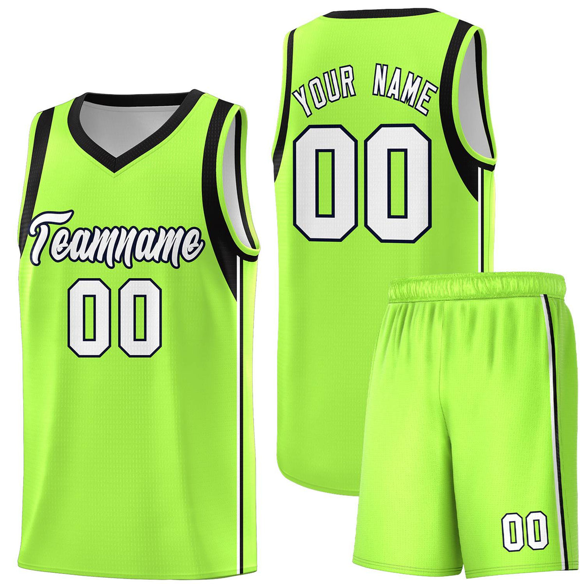 Custom Neon Green Navy-White Side Two-Tone Classic Sports Uniform Basketball Jersey |KXKSHOP