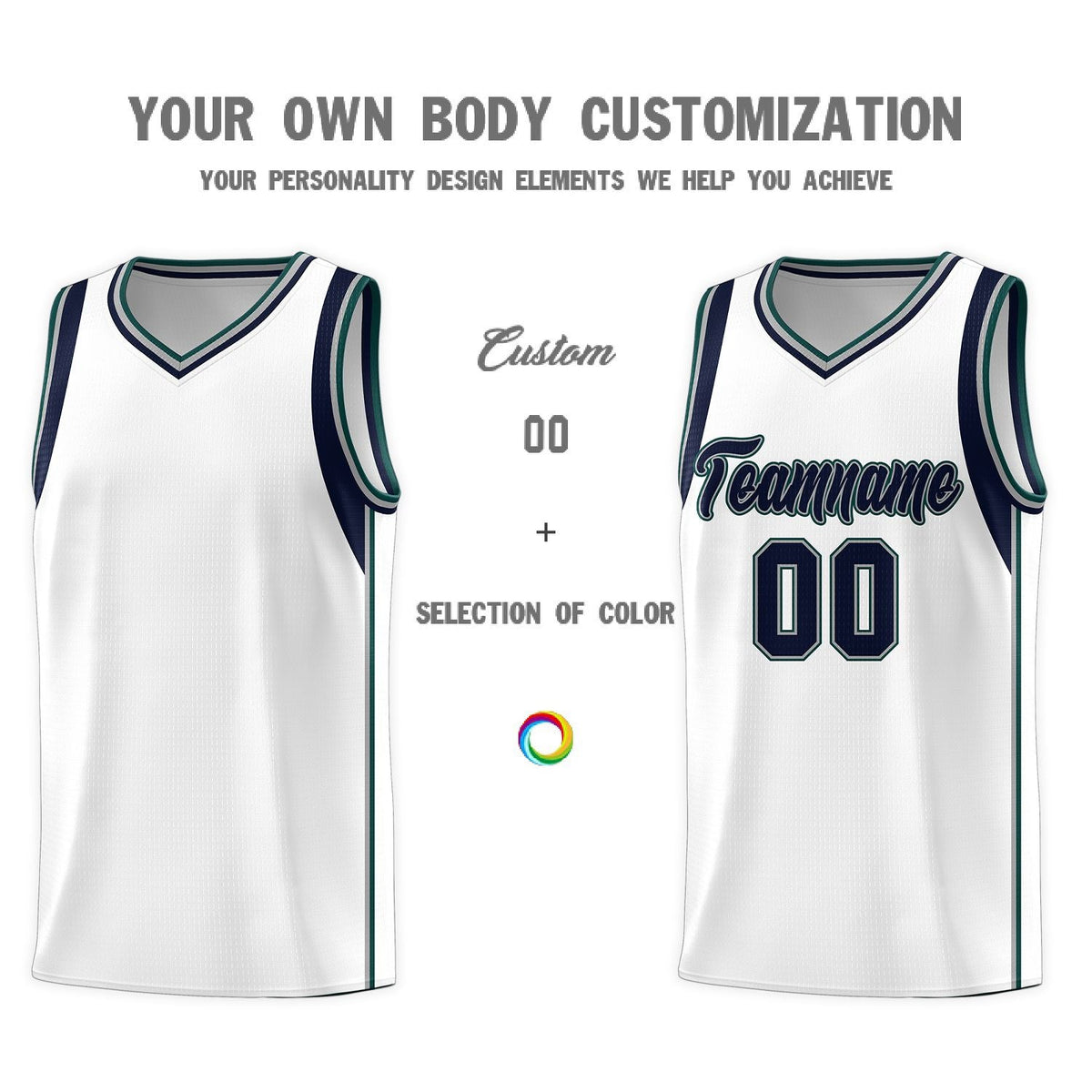 Custom Neon Green Navy-White Side Two-Tone Classic Sports Uniform Basketball Jersey |KXKSHOP