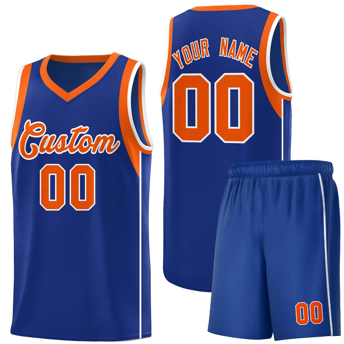 Custom Royal Orange-White Sleeve Color Blocking Classic Kits Sports Uniform Basketball Jersey |KXKSHOP