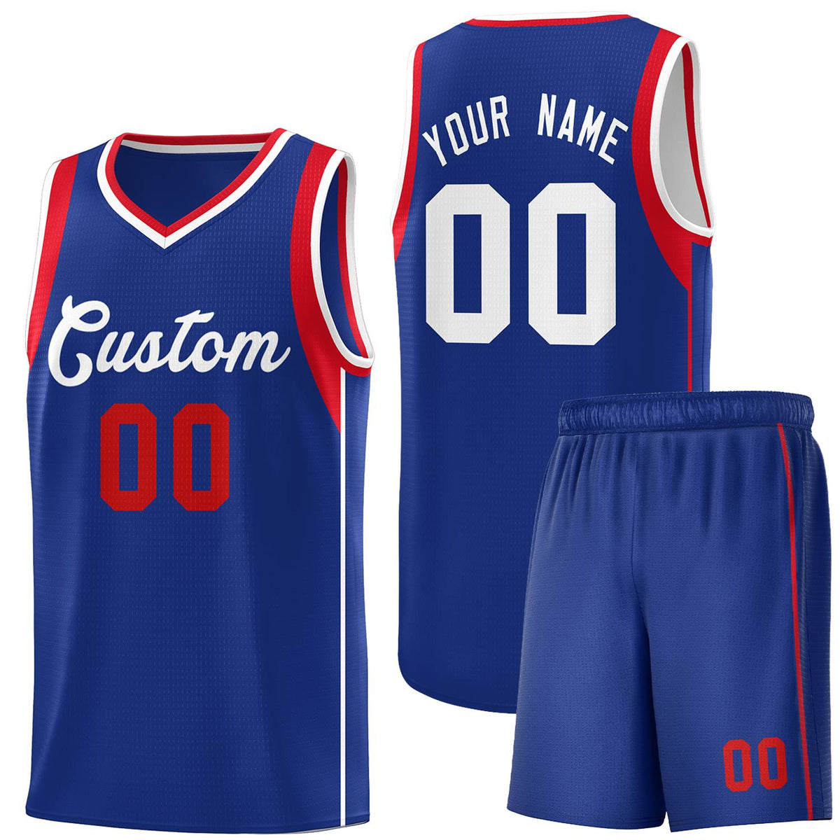 Custom Royal White-Red Sleeve Color Blocking Classic Kits Sports Uniform Basketball Jersey |KXKSHOP
