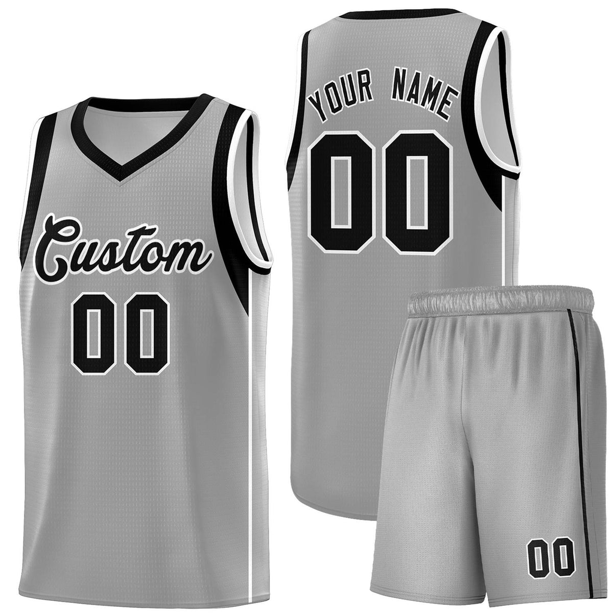 Custom Gray Black-White Sleeve Color Blocking Classic Kits Sports Uniform Basketball Jersey |KXKSHOP