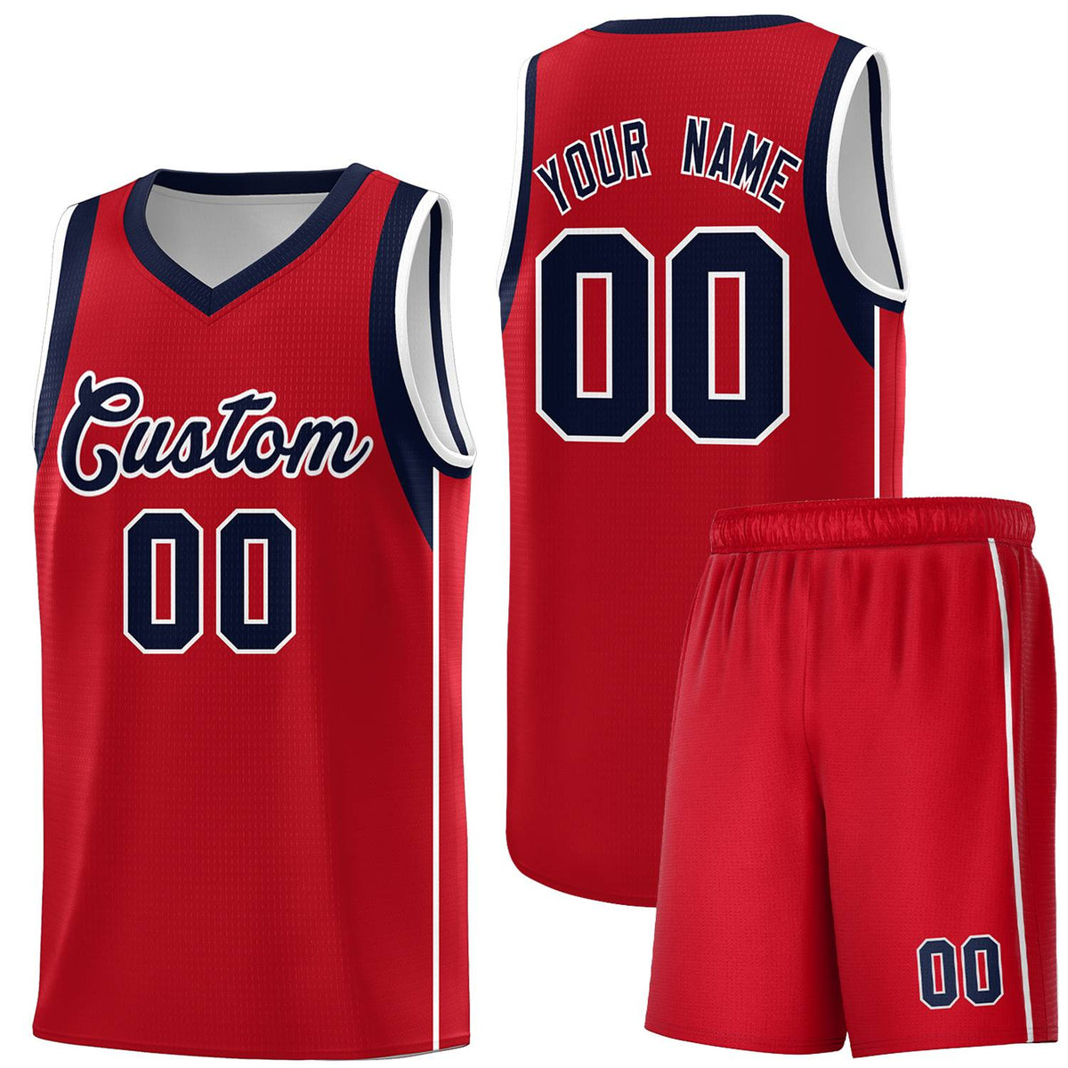 Custom Red Navy-White Sleeve Color Blocking Classic Kits Sports Uniform Basketball Jersey |KXKSHOP